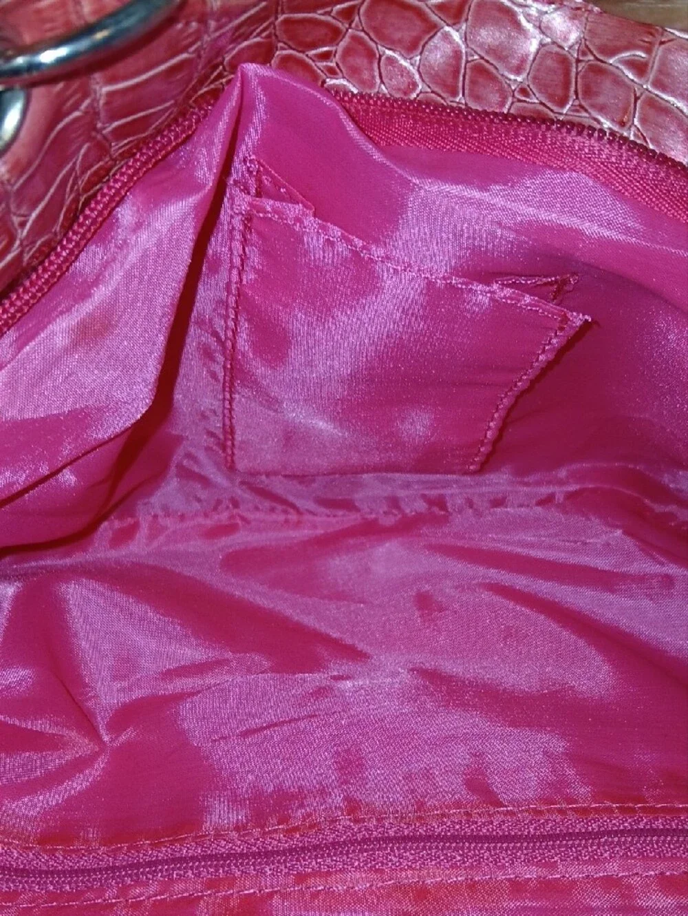 Hot Pink Croc-Embossed Women’s Shoulder Bag